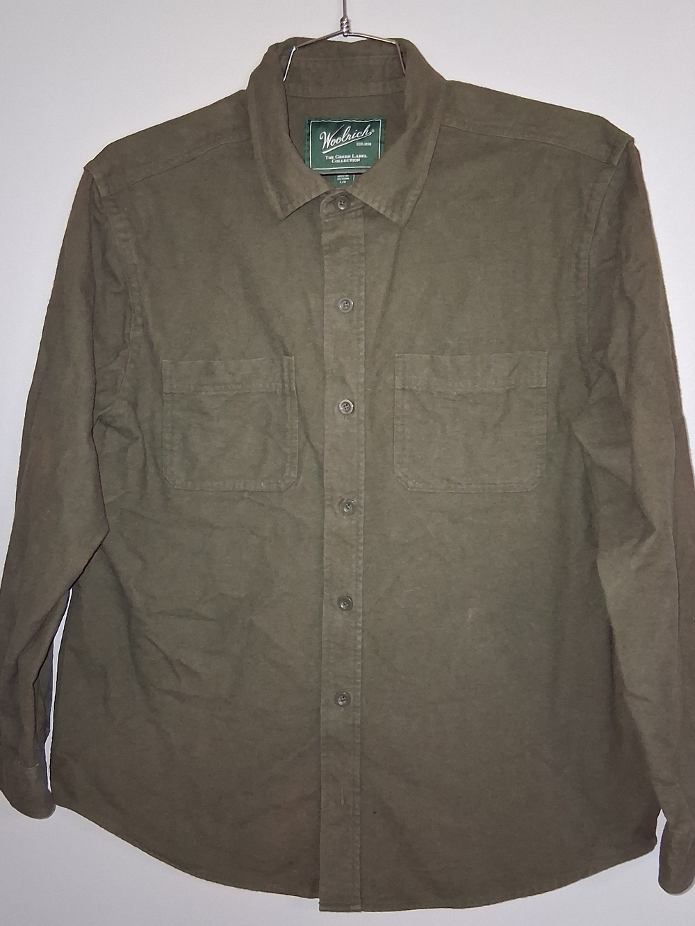 Woolrich Men's Olive Green Button-Down Shirt